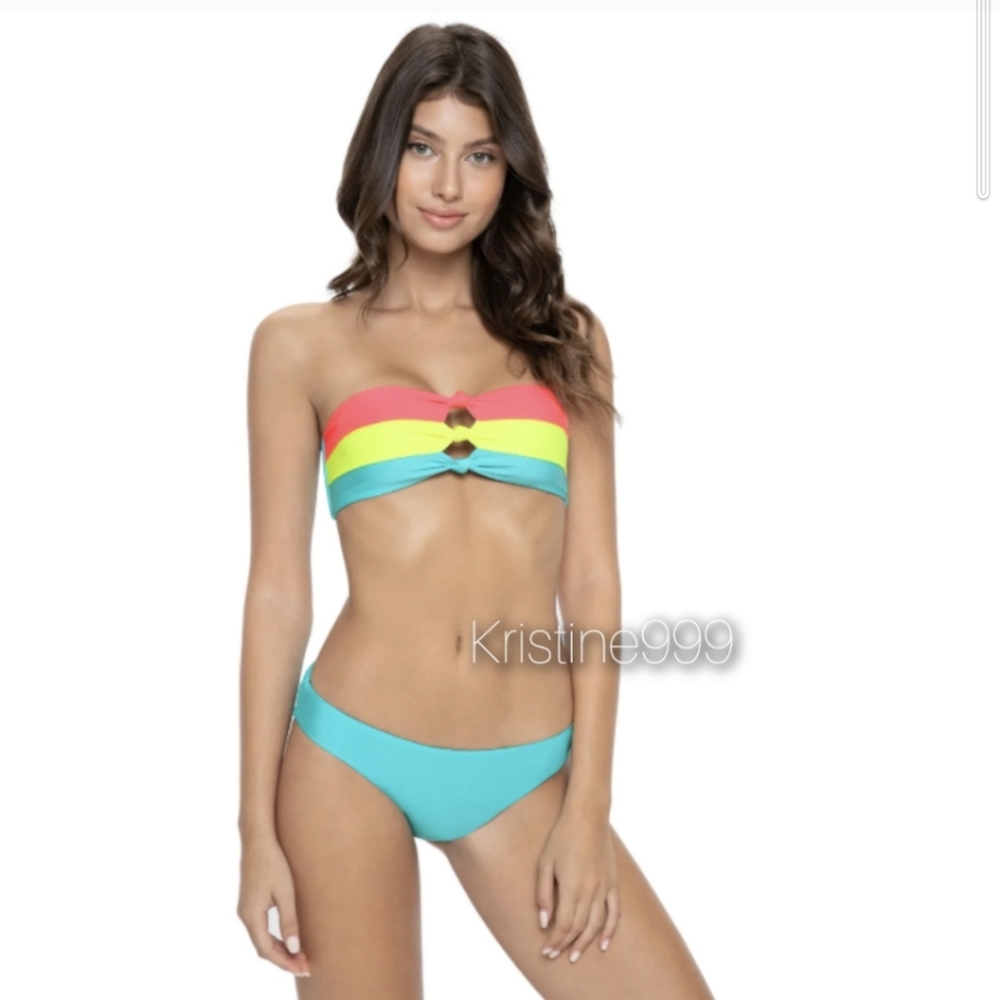 PQ Swim 2 piece Knot Bandeau bikini Set Saltwater